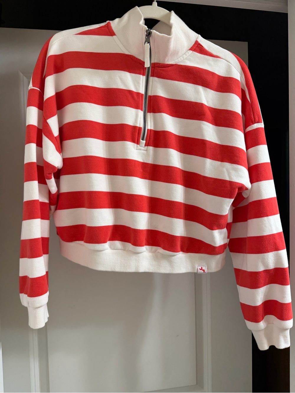 JoyLab Red & White Striped Half-Zip pullover jacket